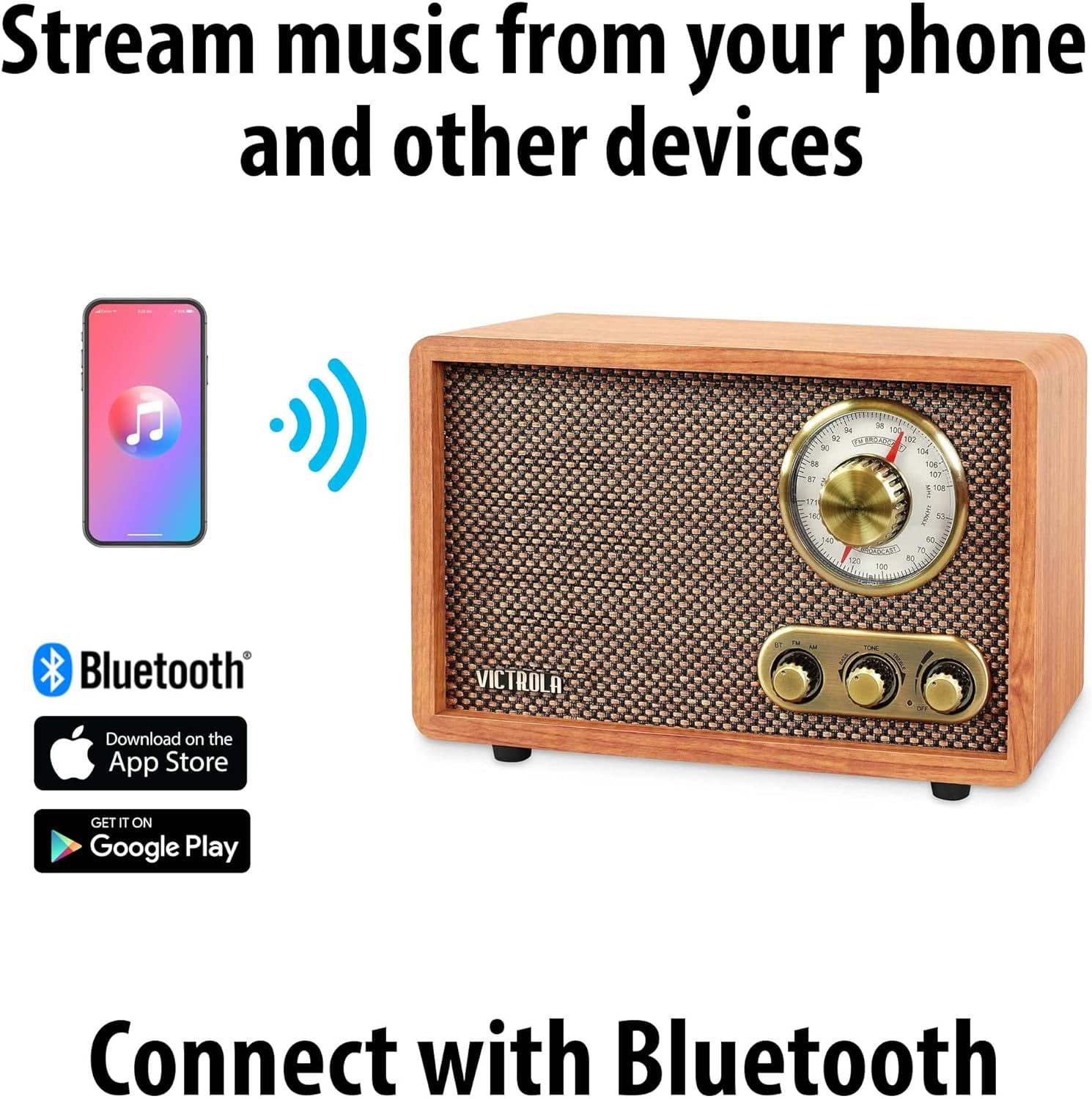 Foto 3 pulgar | Radio Bluetooth Victrola Retro Wood Con Altavoces Integrados - Venta Internacional.