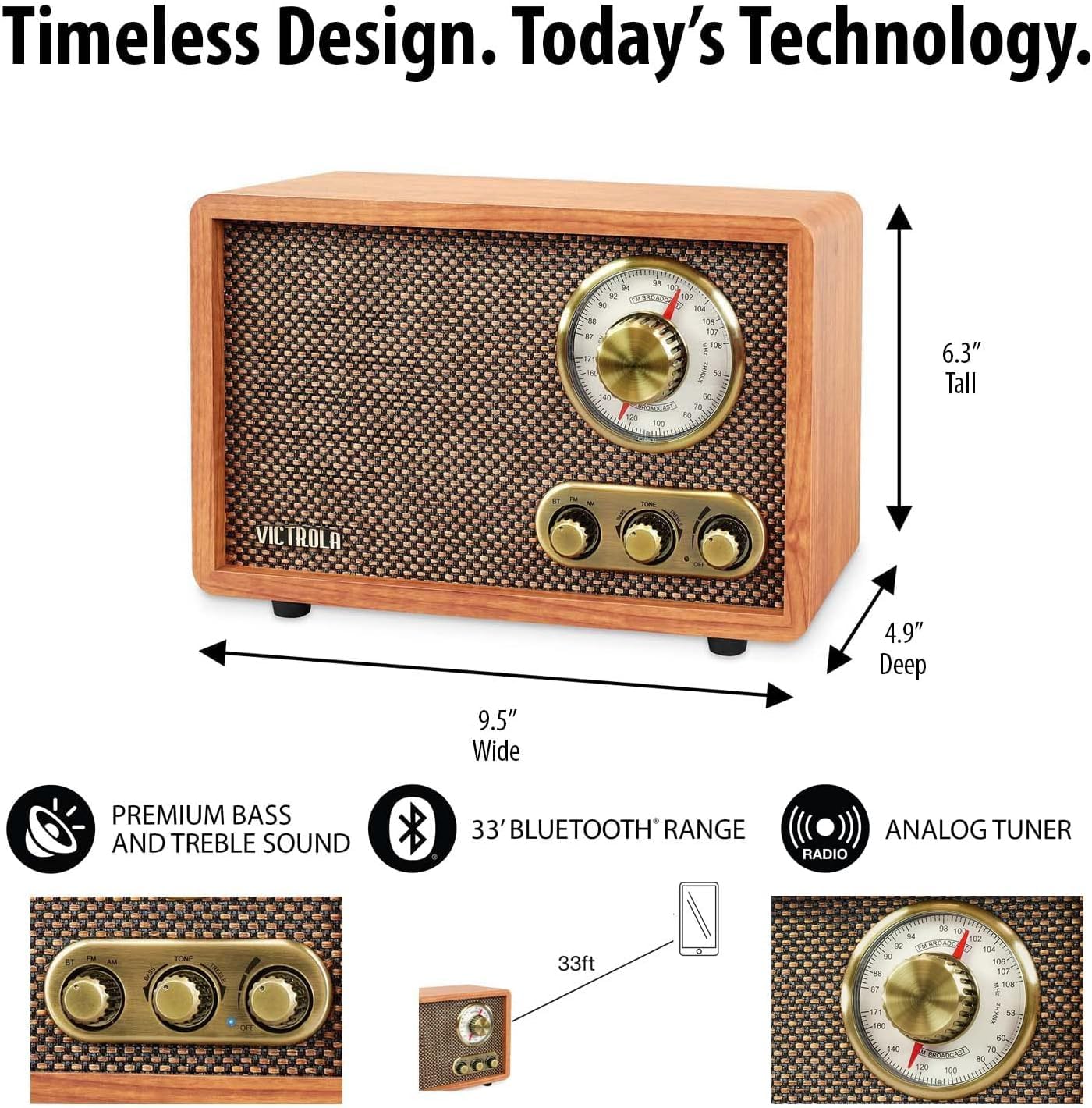 Foto 5 pulgar | Radio Bluetooth Victrola Retro Wood Con Altavoces Integrados - Venta Internacional.