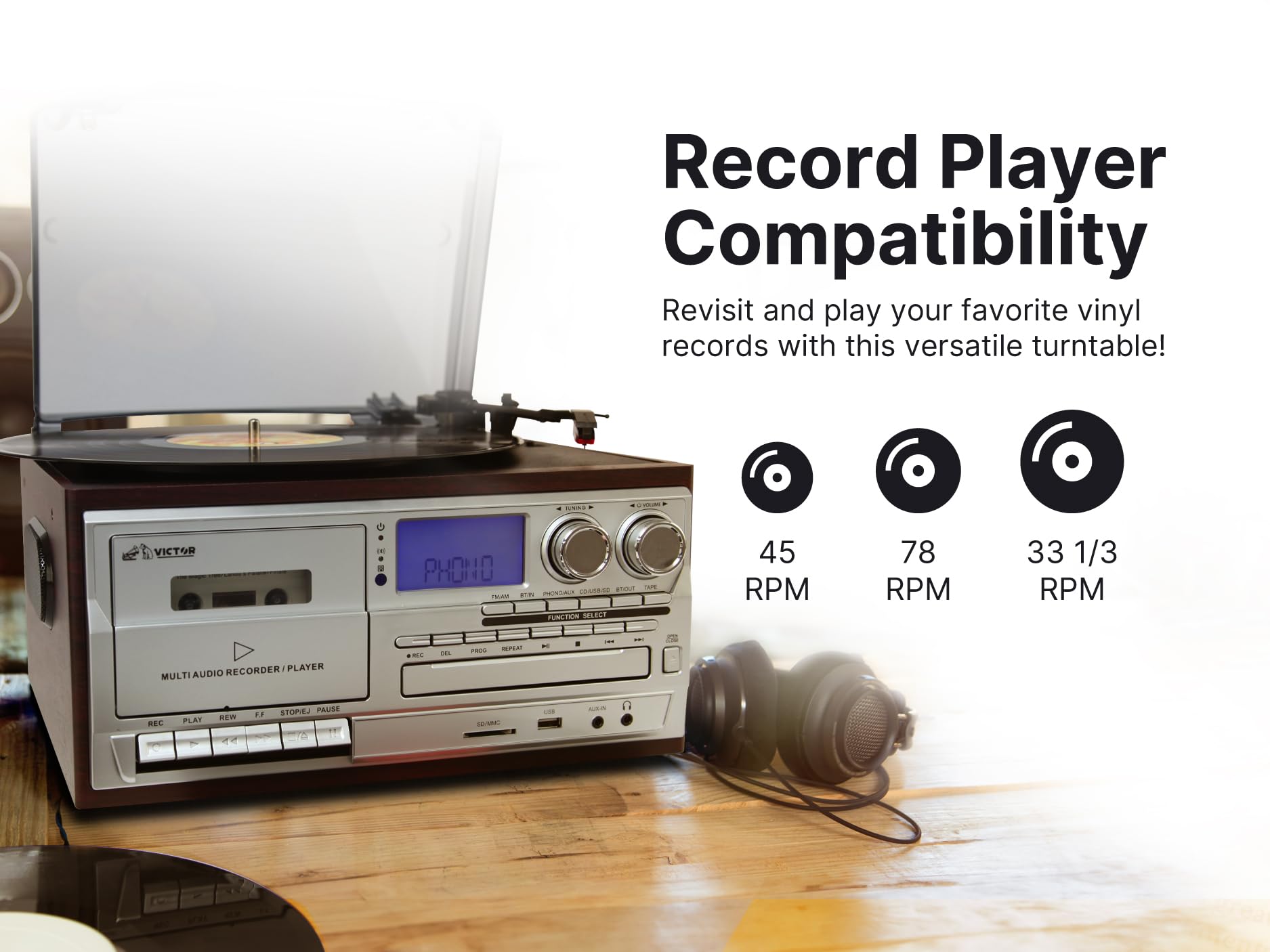 Foto 4 | Tocadiscos 8 En 1 Music Center Victor Vwrp-4200 Cosmopolitan - Venta Internacional.