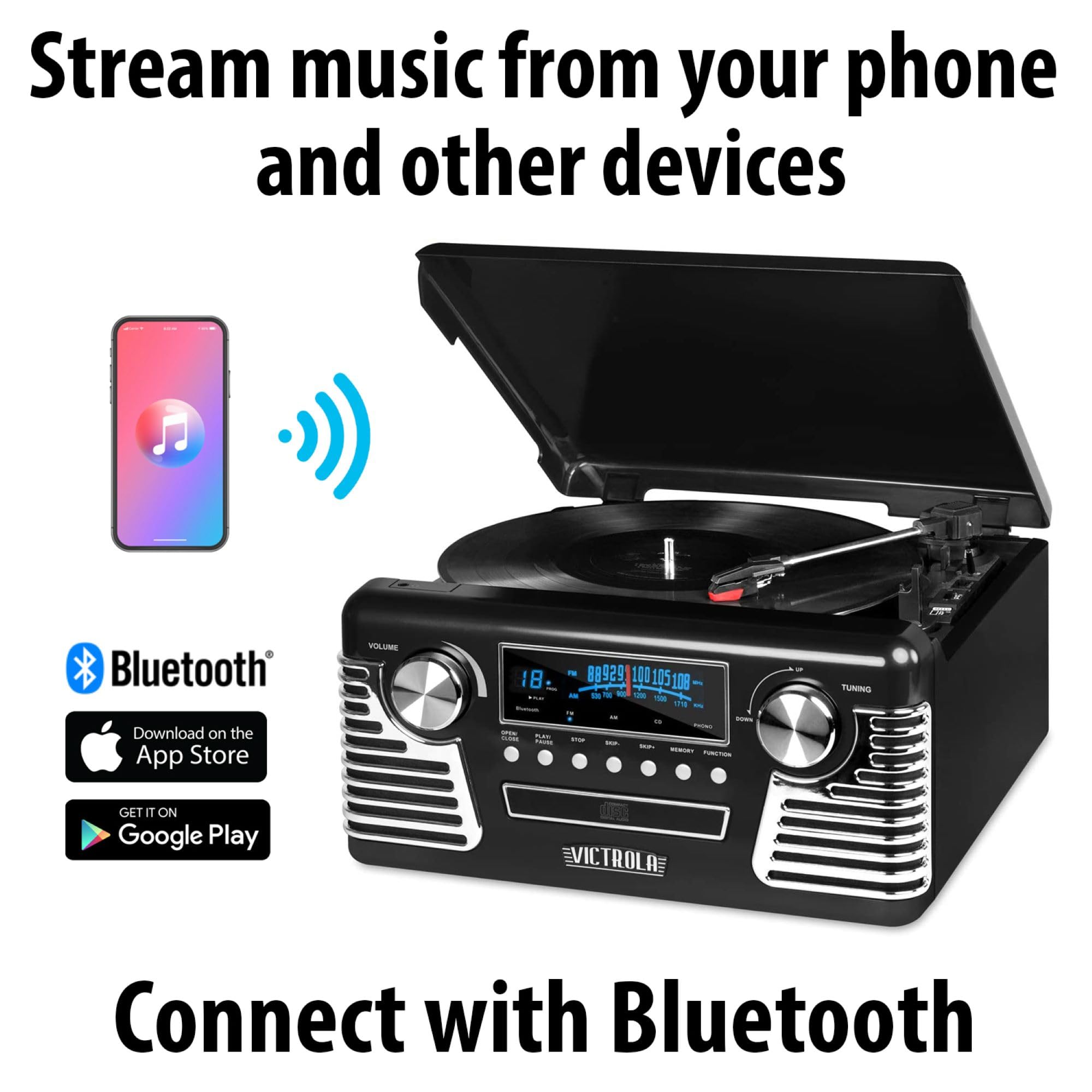 Foto 3 pulgar | Tocadiscos Bluetooth Victrola 50's Retro Con Altavoces Negro - Venta Internacional.