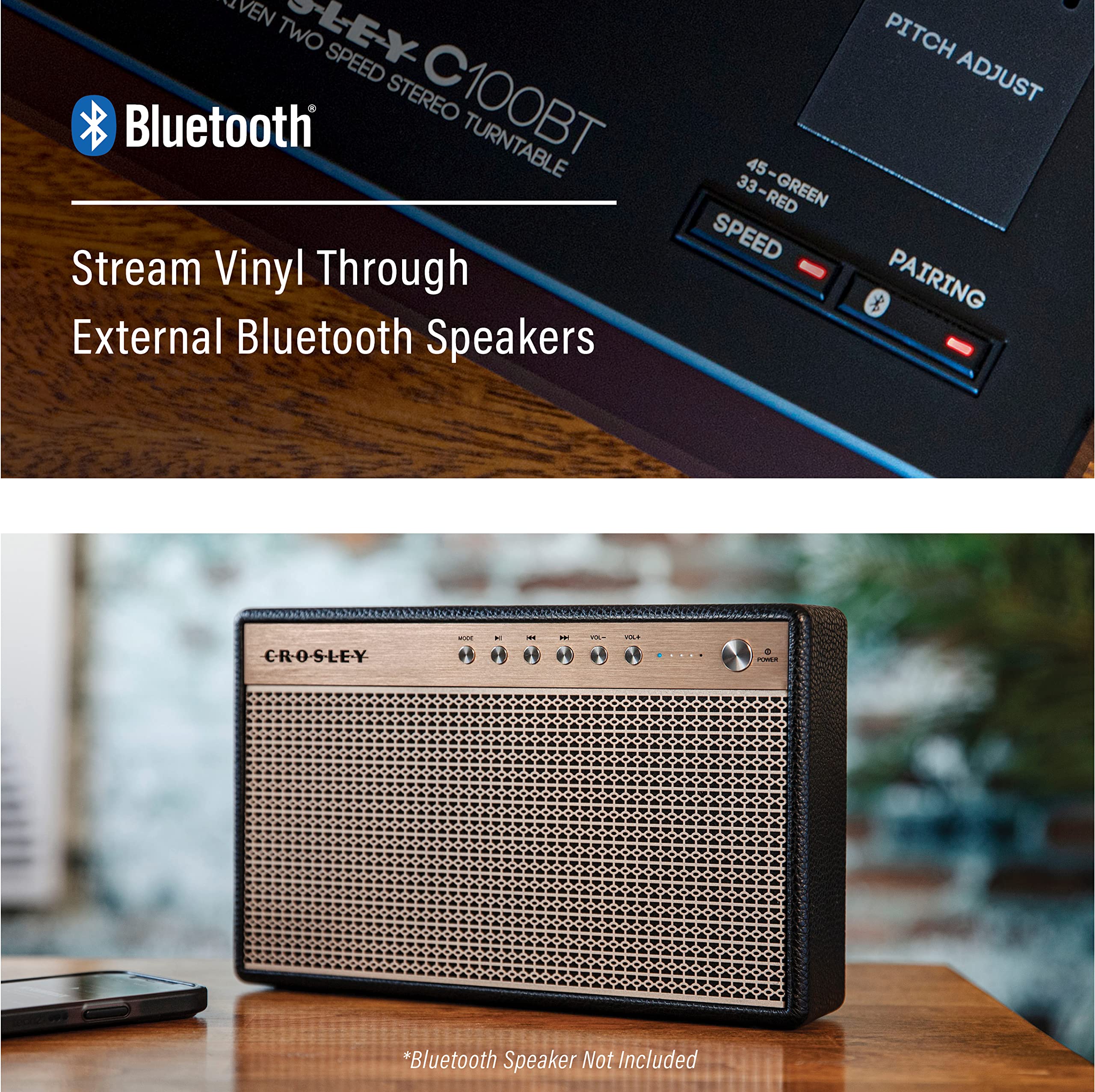 Foto 7 pulgar | Tocadiscos Bluetooth Crosley C100bt-bk Negro - Venta Internacional.