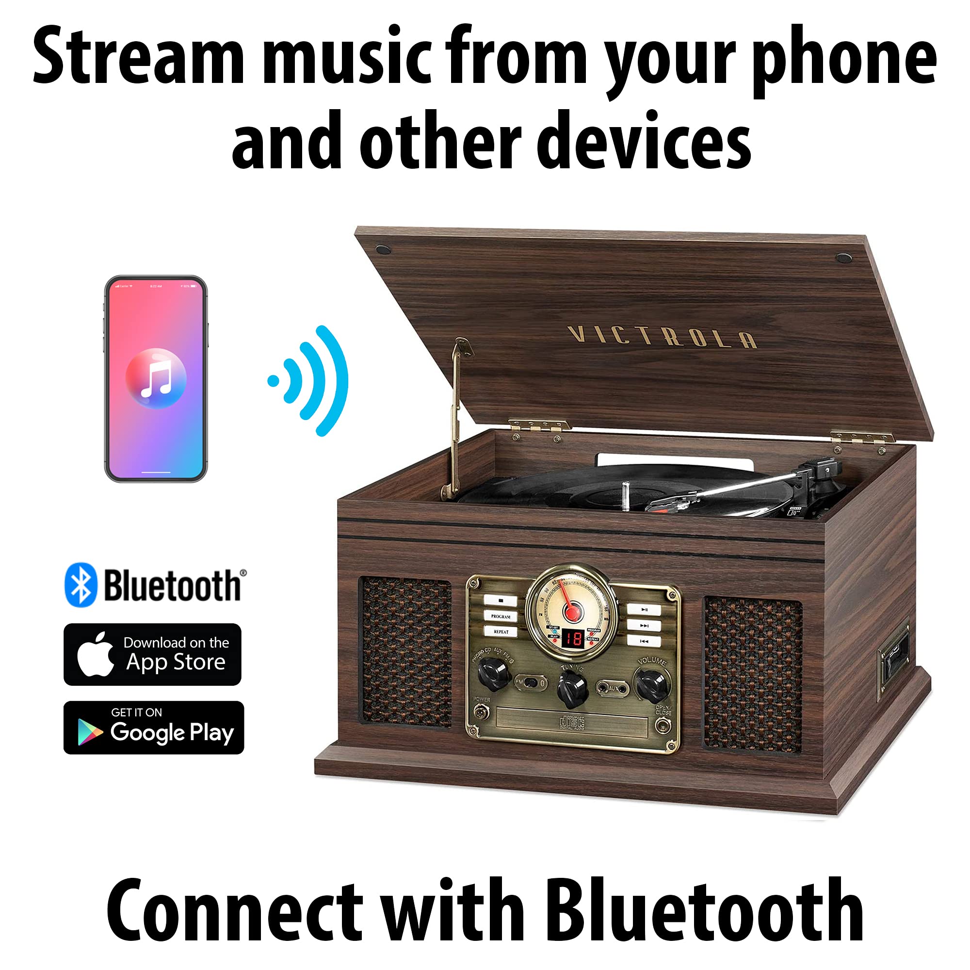 Foto 3 pulgar | Tocadiscos Bluetooth Victrola Nostalgic 6 En 1 Espresso - Venta Internacional.