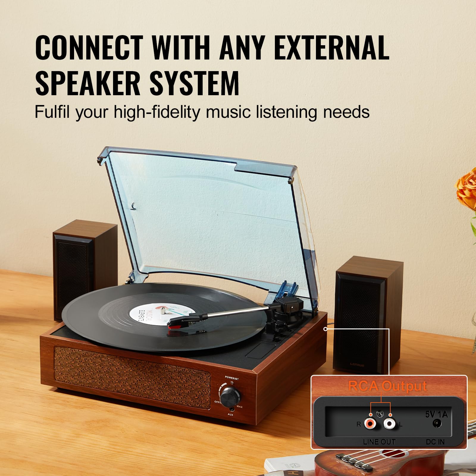 Foto 5 pulgar | Tocadiscos De Vinilo Vevor Con Altavoz Bluetooth De 5 W 33/45/78 Rpm - Venta Internacional.