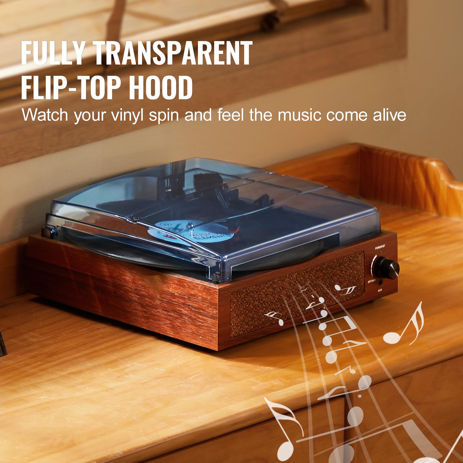Foto 7 pulgar | Tocadiscos De Vinilo Vevor Con Altavoz Bluetooth De 5 W 33/45/78 Rpm - Venta Internacional.