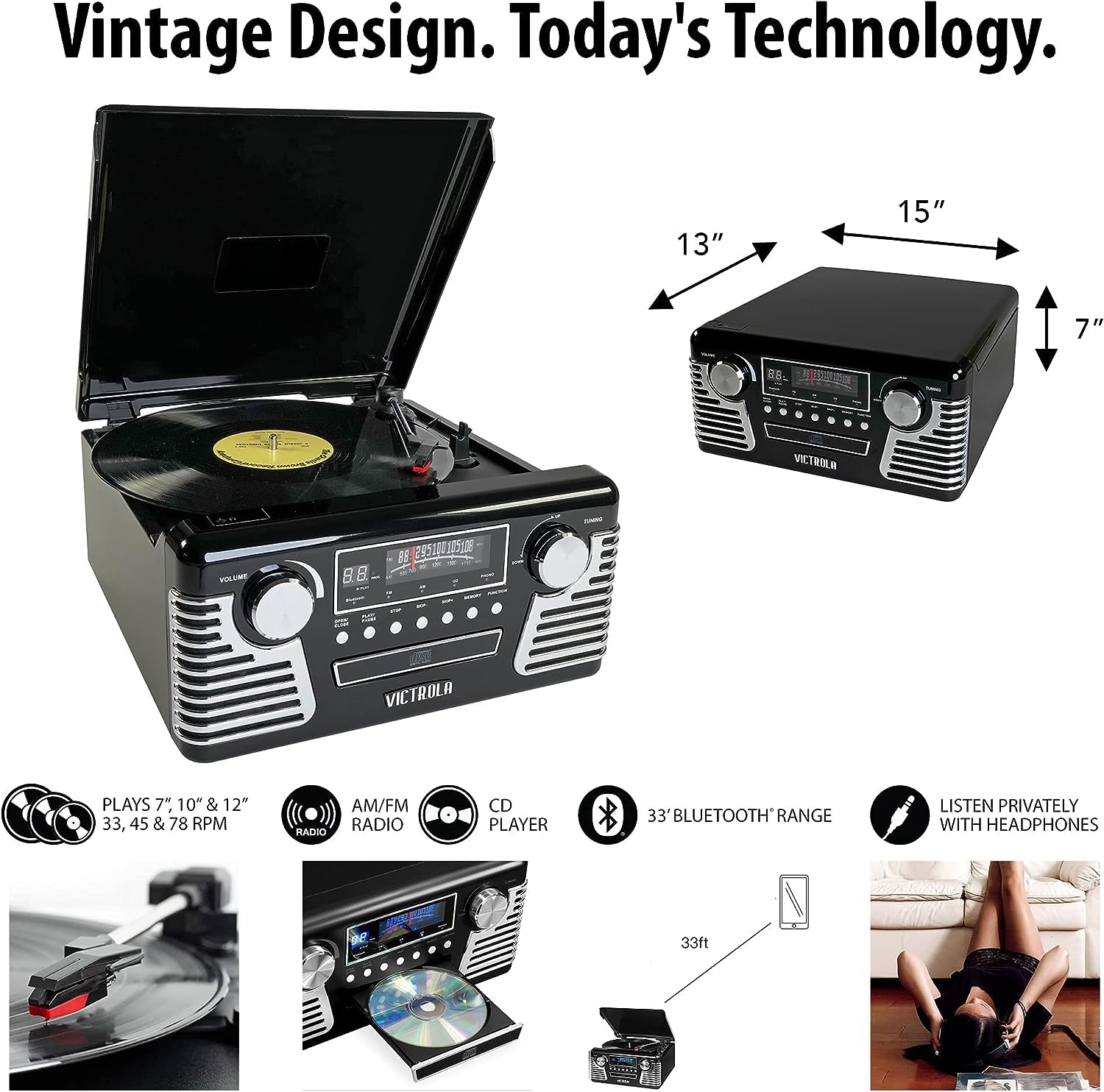 Foto 5 pulgar | Tocadiscos Bluetooth Victrola 50's Retro Red - Venta Internacional.