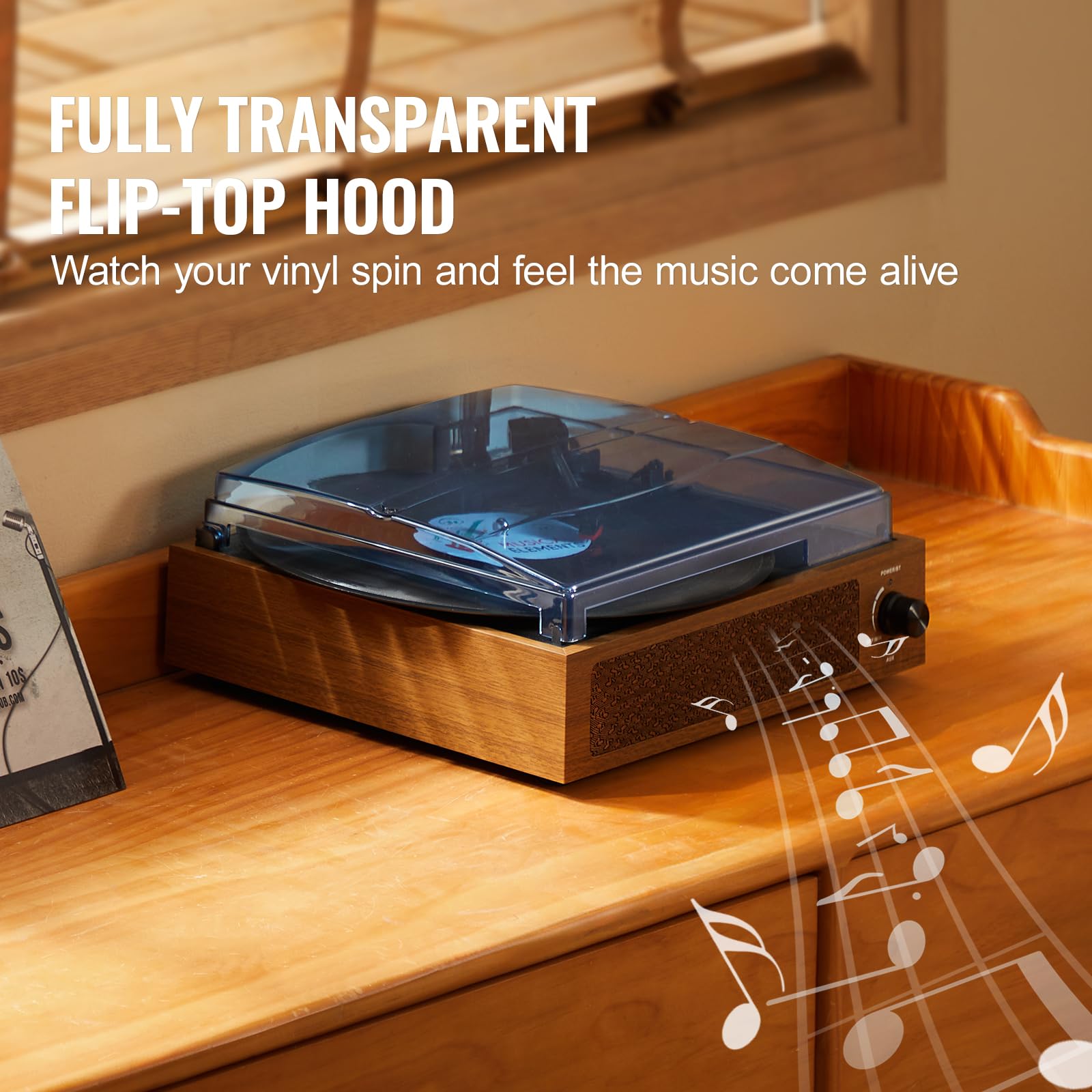 Foto 7 pulgar | Tocadiscos De Vinilo Vevor Con Altavoz De 3 W, Bluetooth De 3 Velocidades - Venta Internacional.
