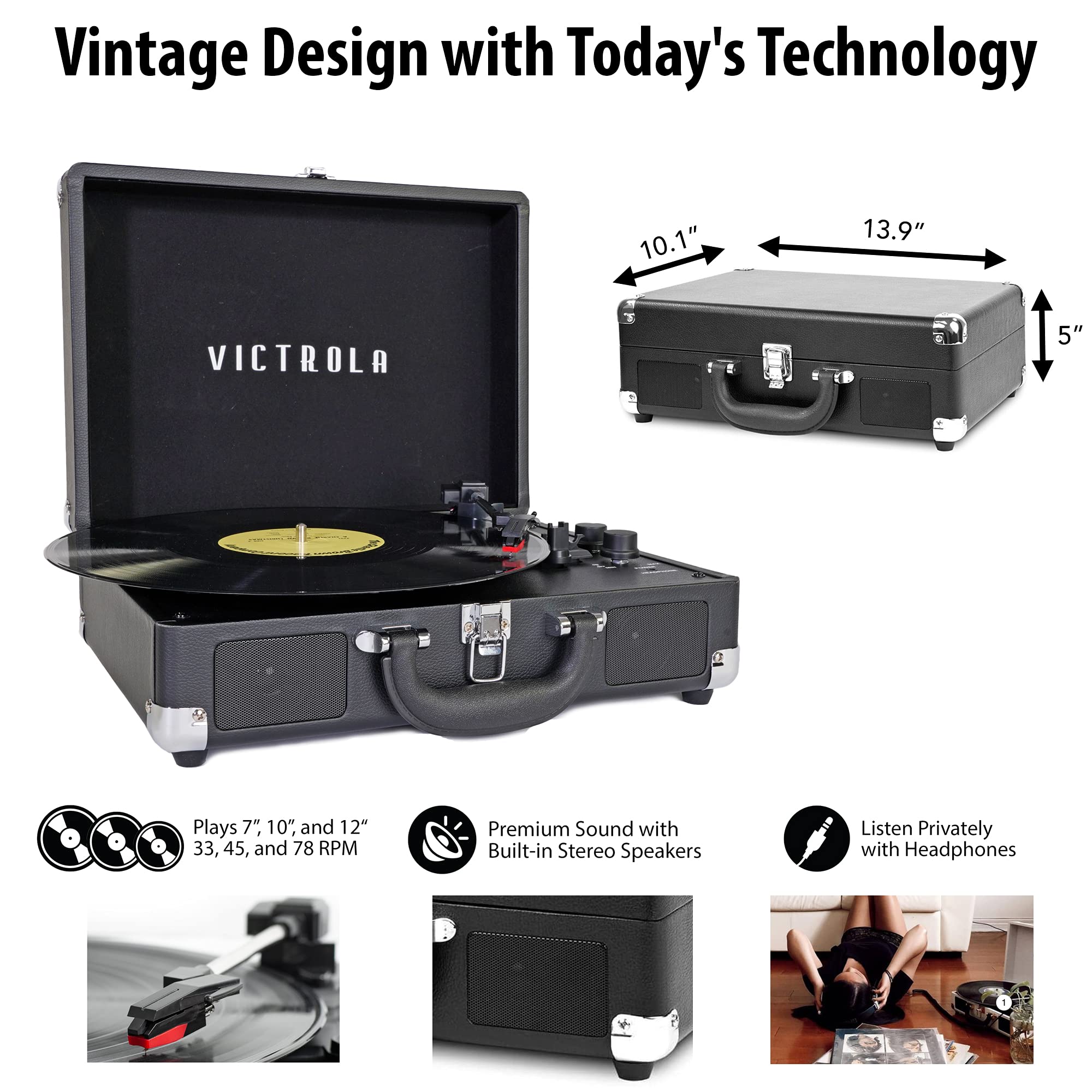 Foto 6 pulgar | Tocadiscos Victrola Vintage De 3 Velocidades Bluetooth Lavender - Venta Internacional.
