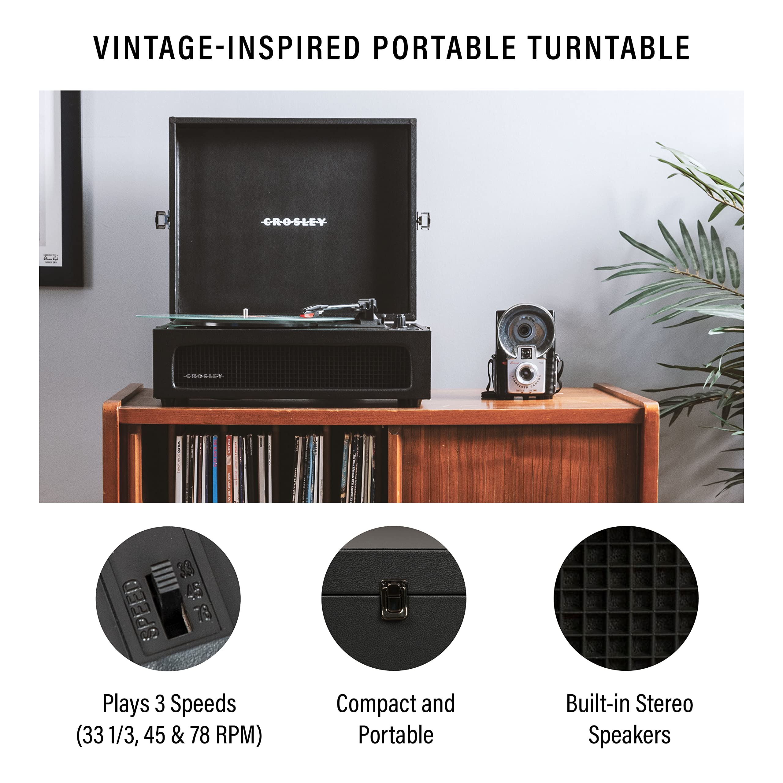 Foto 2 | Tocadiscos Portátil De Vinilo Crosley Cr8017b-bk - Venta Internacional.