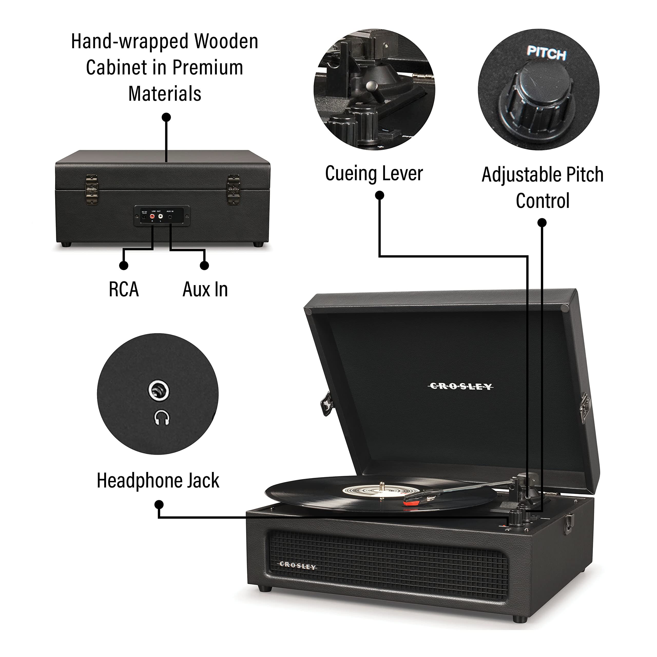 Foto 4 pulgar | Tocadiscos Portátil De Vinilo Crosley Cr8017b-bk - Venta Internacional.
