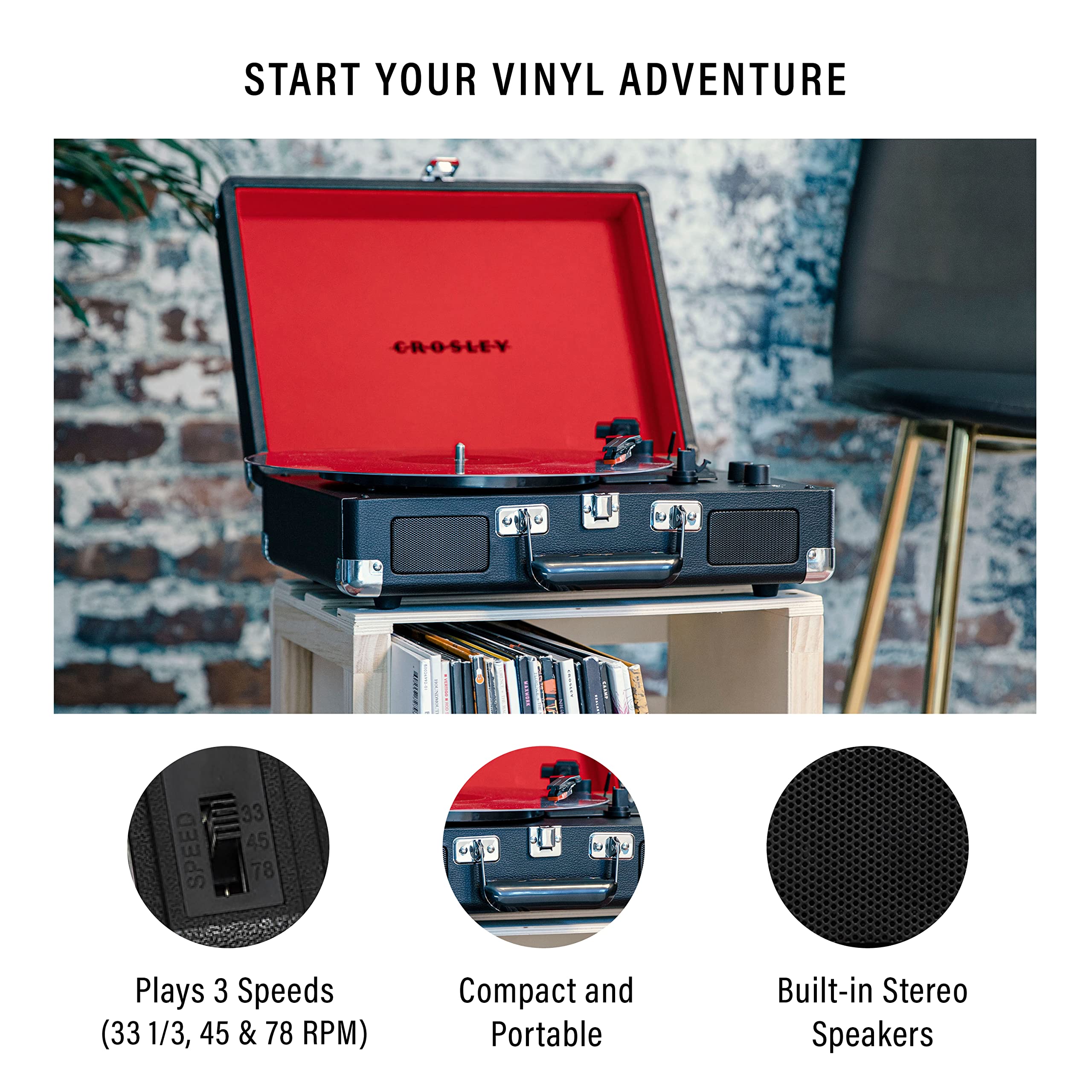 Foto 2 | Tocadiscos De Vinilo Crosley Cr8005f-bk Cruiser - Venta Internacional.