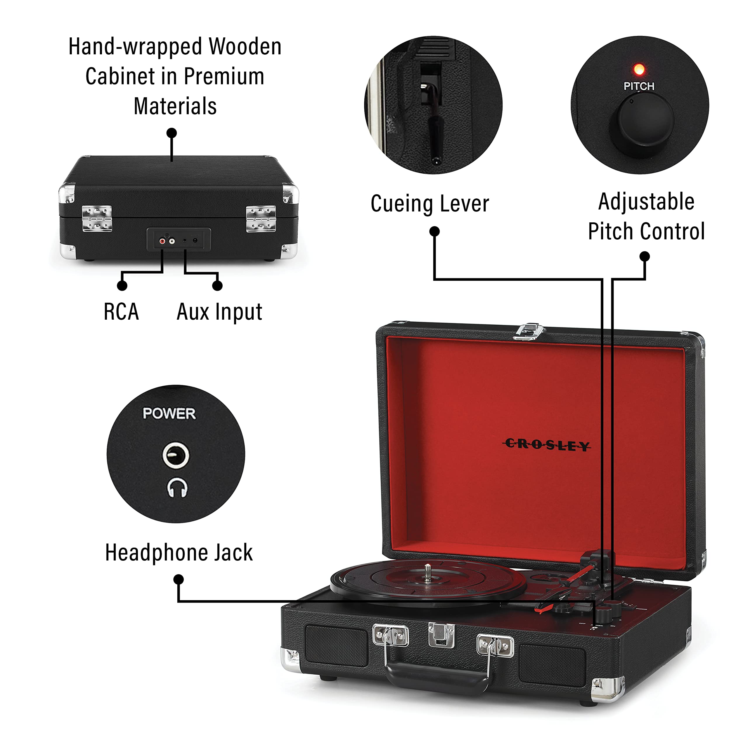 Foto 4 pulgar | Tocadiscos De Vinilo Crosley Cr8005f-bk Cruiser - Venta Internacional.