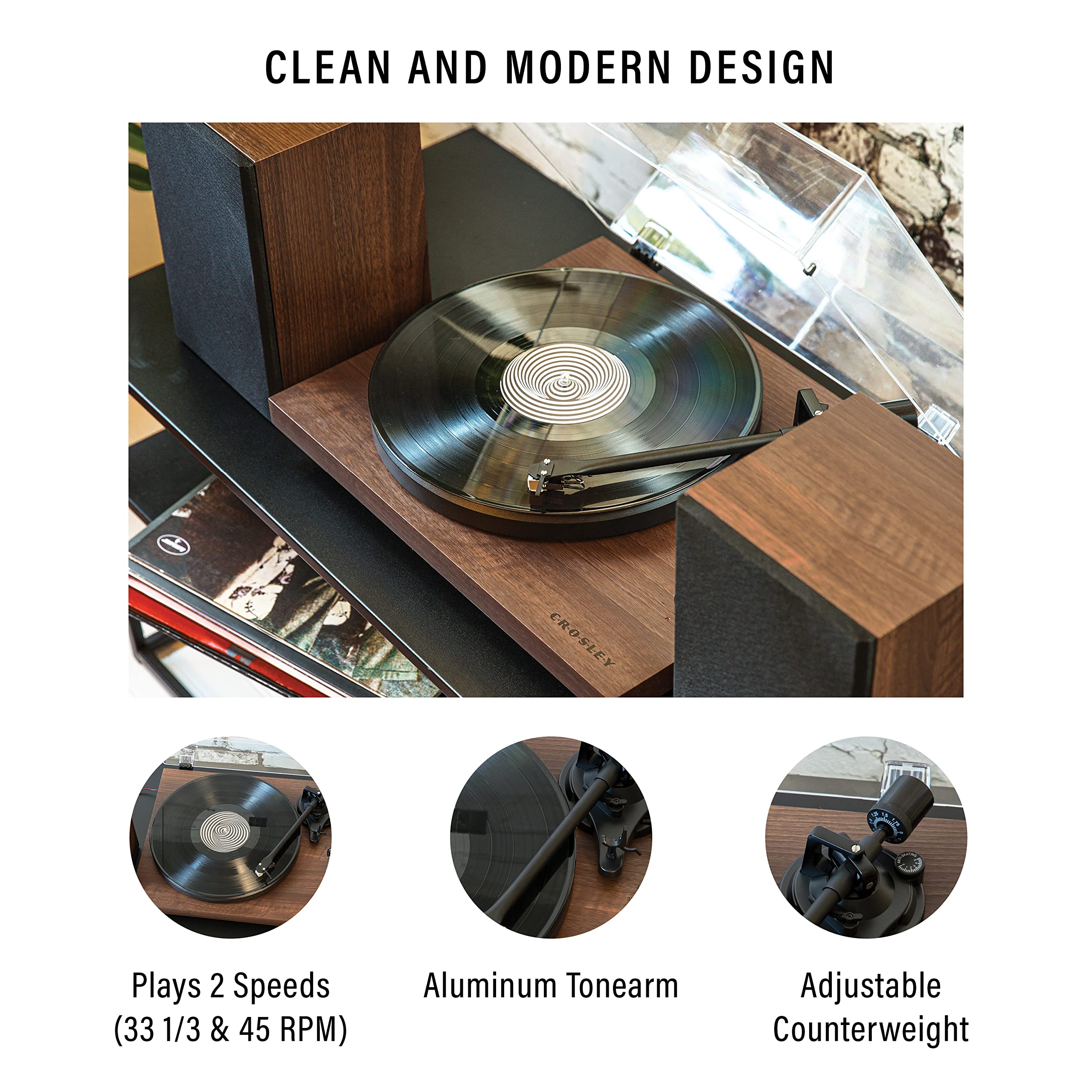 Foto 2 | Tocadiscos Crosley C62c Con Sistema Hifi, Tocadiscos, Color Nogal - Venta Internacional.