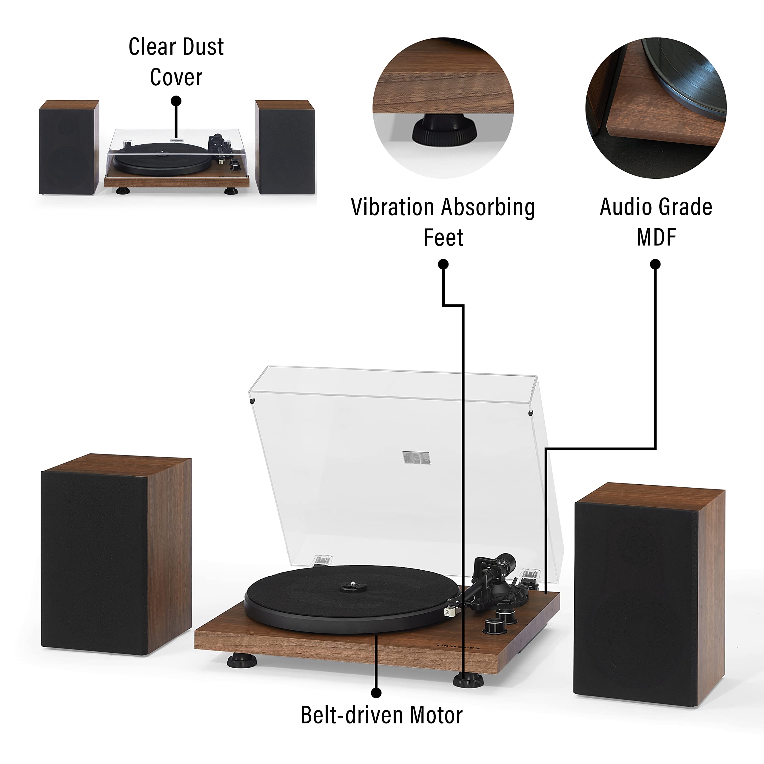 Foto 4 pulgar | Tocadiscos Crosley C62c Con Sistema Hifi, Tocadiscos, Color Nogal - Venta Internacional.
