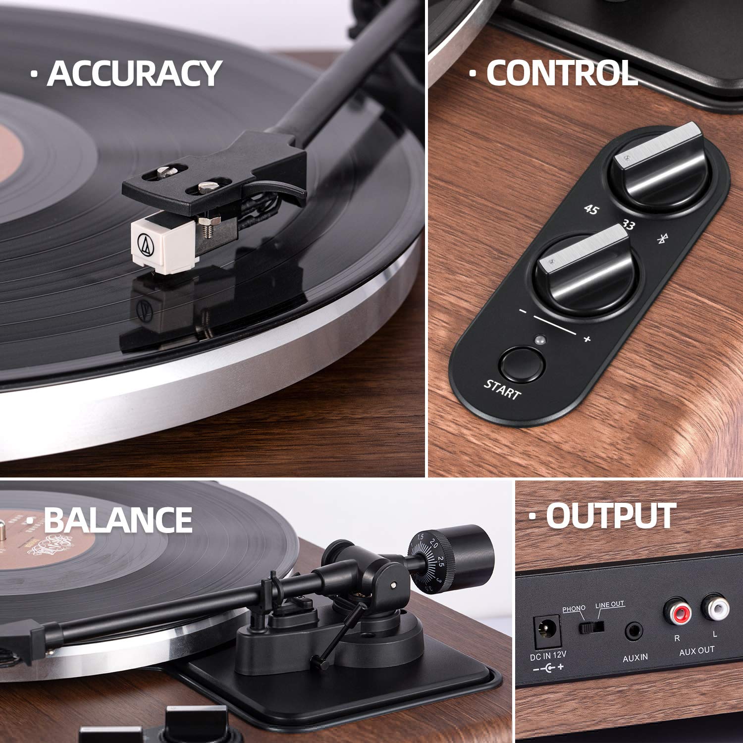 Foto 2 | Tocadiscos 1byone De Alta Fidelidad Con Transmisión Por Correa Y Altavoces Bluetooth - Venta Internacional.