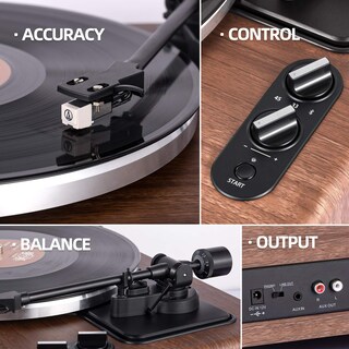 Foto 2 | Tocadiscos 1byone De Alta Fidelidad Con Transmisión Por Correa Y Altavoces Bluetooth - Venta Internacional.