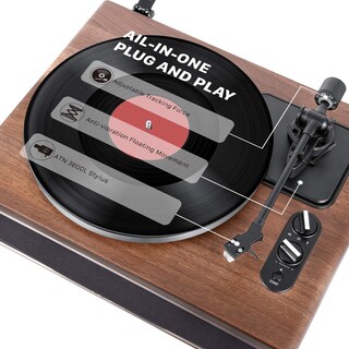 Foto 3 | Tocadiscos 1byone De Alta Fidelidad Con Transmisión Por Correa Y Altavoces Bluetooth - Venta Internacional.