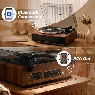 Foto 4 | Tocadiscos 1byone De Alta Fidelidad Con Transmisión Por Correa Y Altavoces Bluetooth - Venta Internacional.