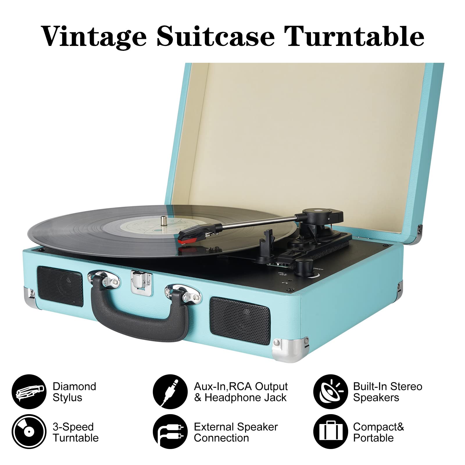 Foto 3 pulgar | Maleta Kedok Para Reproductor De Discos De Vinilo De 3 Velocidades Con Altavoces, Color Azul - Venta Internacional.