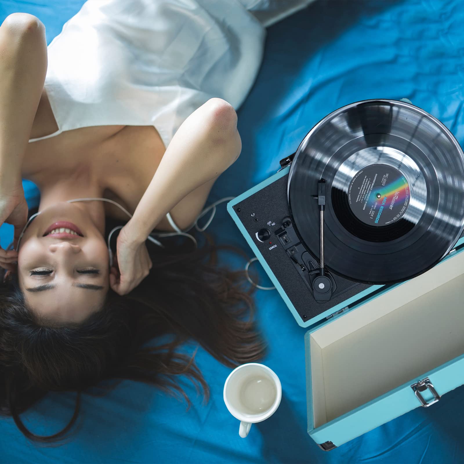 Foto 6 | Maleta Kedok Para Reproductor De Discos De Vinilo De 3 Velocidades Con Altavoces, Color Azul - Venta Internacional.