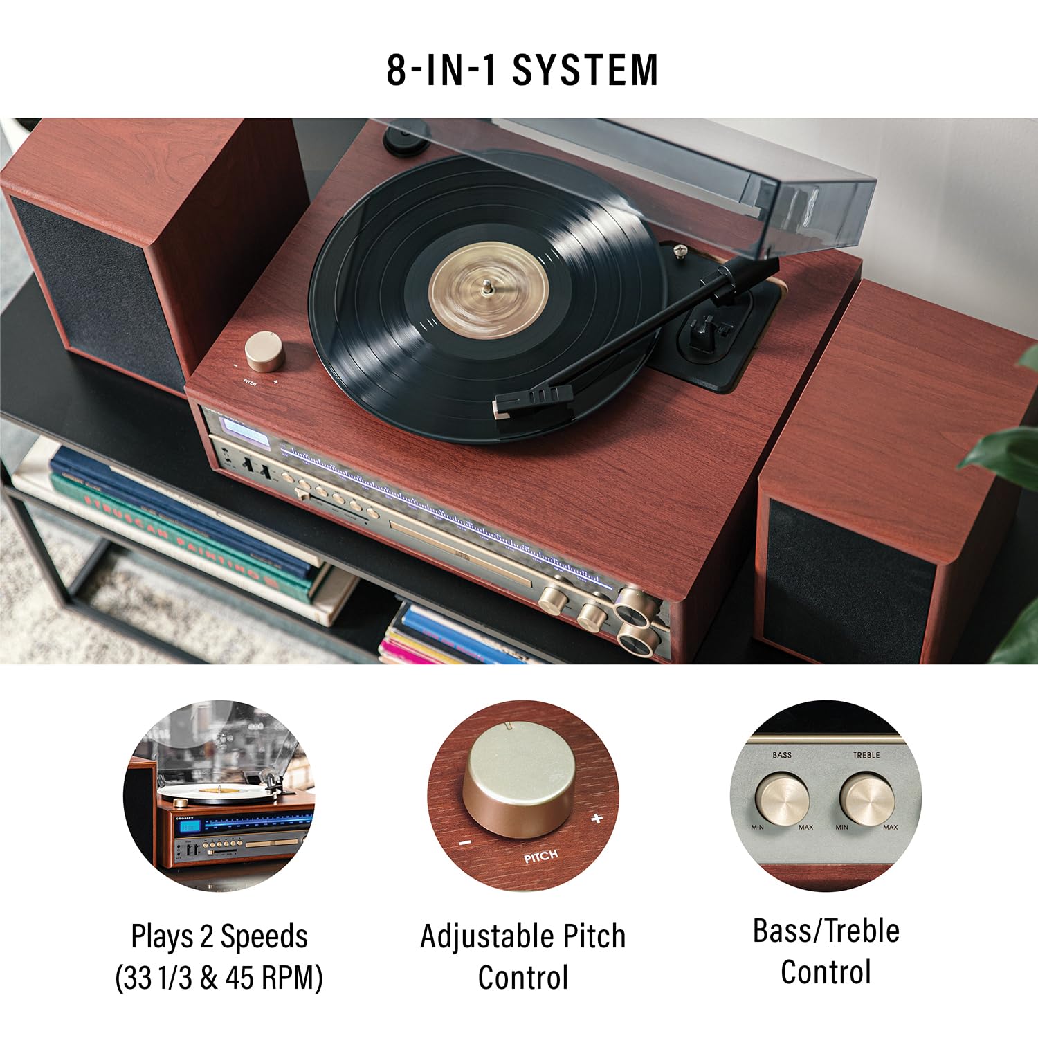 Foto 3 pulgar | Tocadiscos Crosley 1975t Con Bluetooth, Cd, Am/fm Walnut - Venta Internacional.