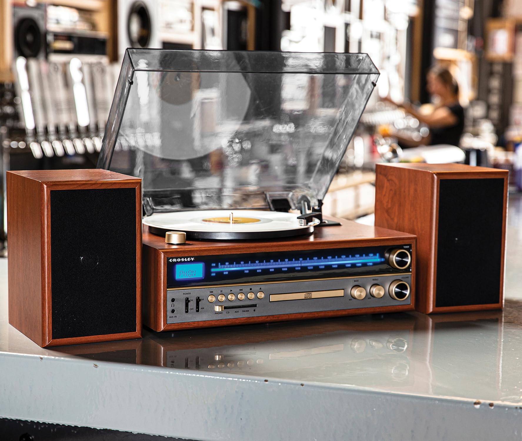 Foto 7 pulgar | Tocadiscos Crosley 1975t Con Bluetooth, Cd, Am/fm Walnut - Venta Internacional.