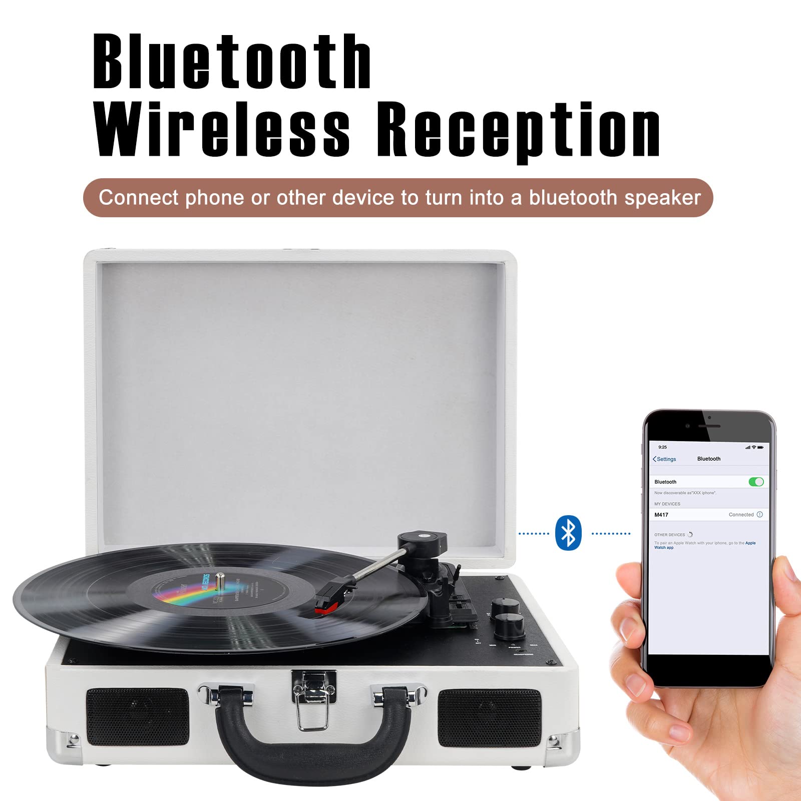 Foto 3 pulgar | Reproductor De Discos De Vinilo Br  Tocadiscos Inalámbrico Bluetooth De 3 Velocidades - Venta Internacional.
