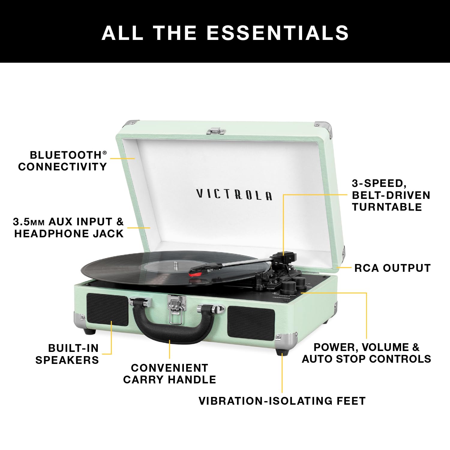 Foto 3 pulgar | Maleta Portátil Con Bluetooth Para Tocadiscos Victrola Journey - Venta Internacional.