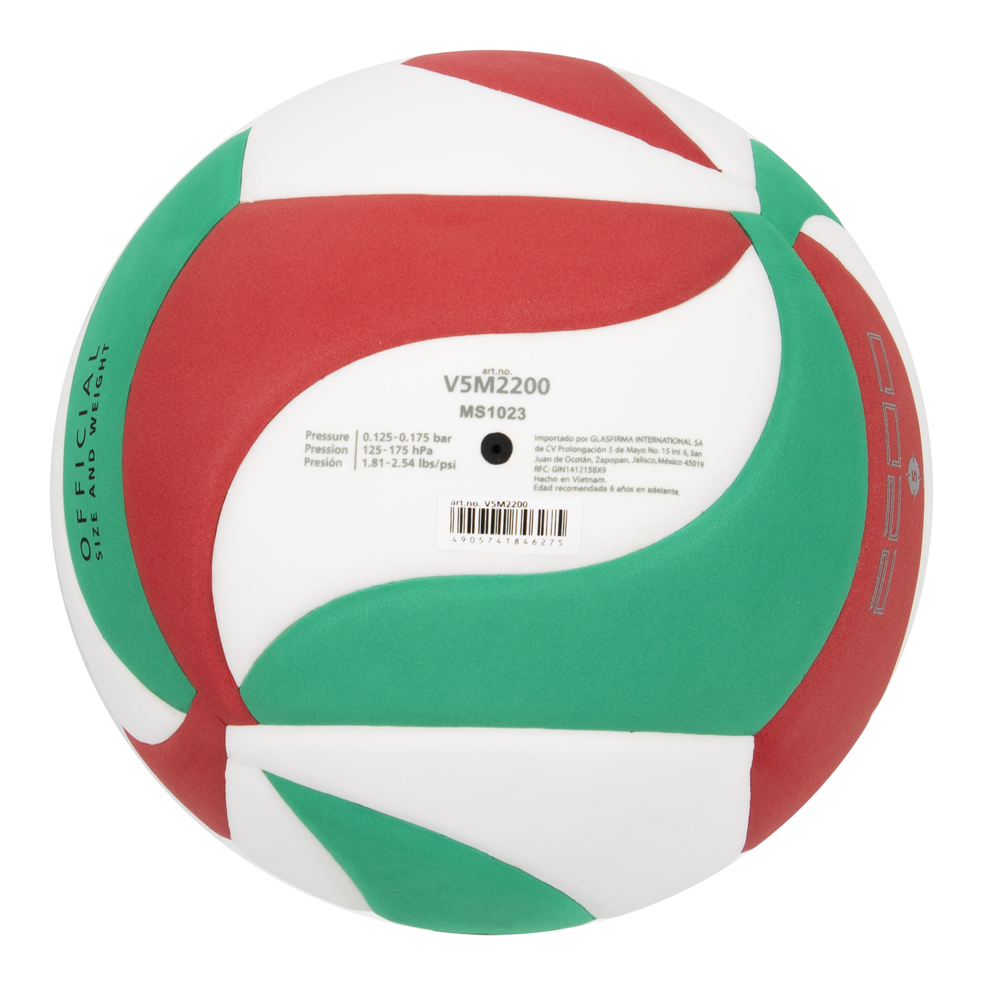 Foto 4 | Balón de Vóleibol Molten V5m2200 Soft Tricolor No.5