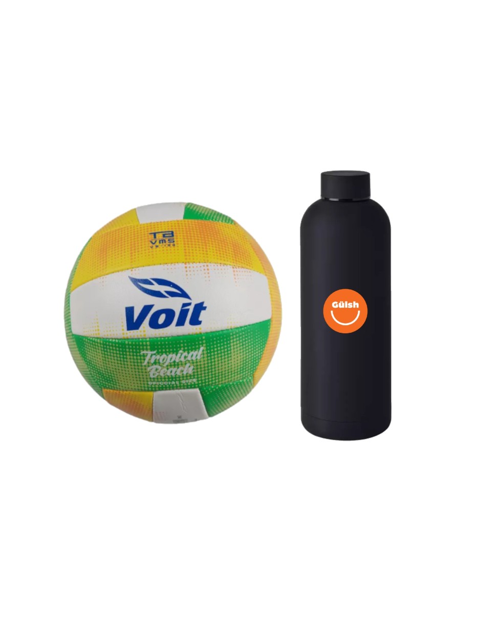 Balon De Voleibol #5 Voit Tropical Beach Color Verde + Termo Güish De Regalo