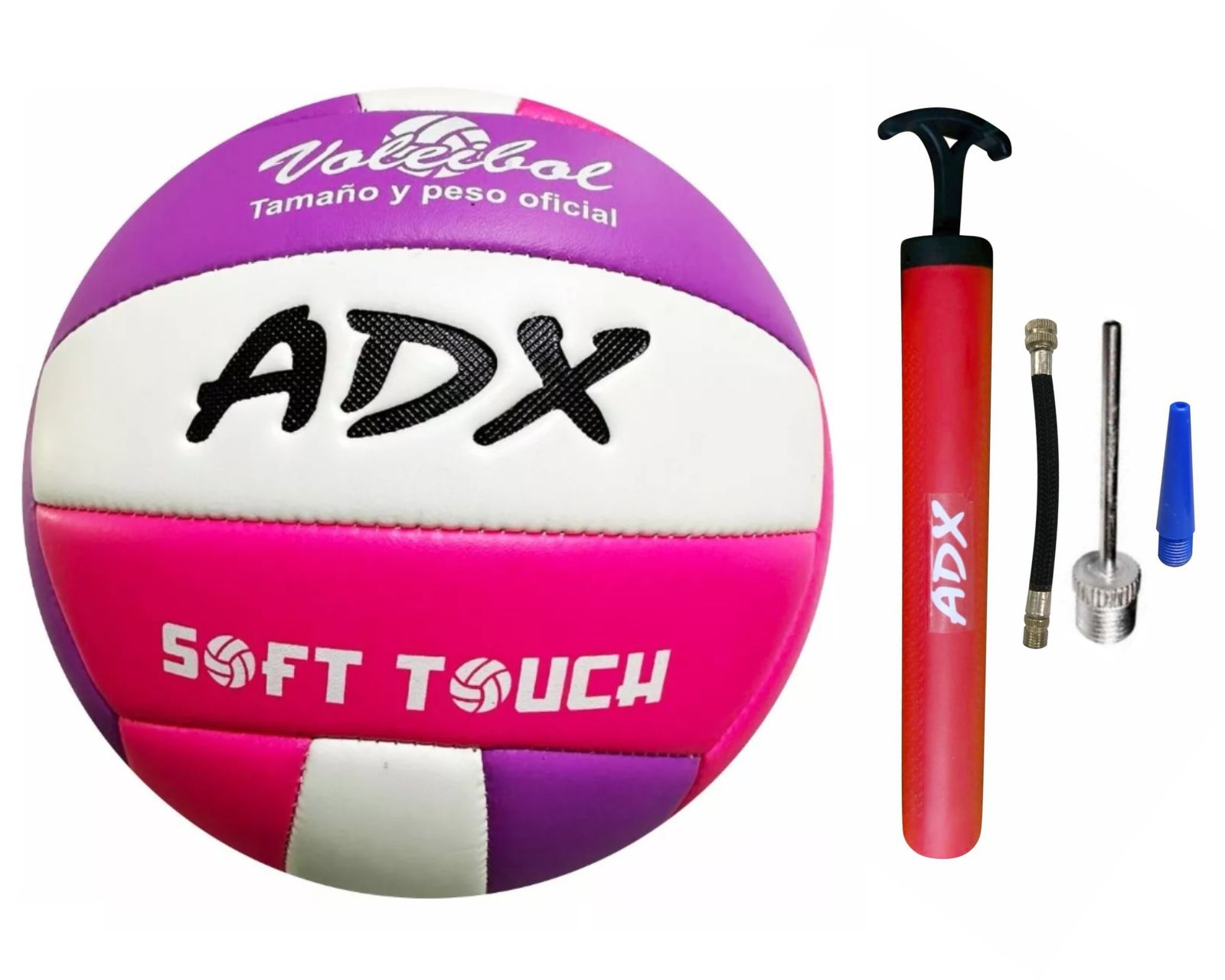 Balón Voleibol Adx Playa Cosido A Maquina Rosa+ Bomba De Aire