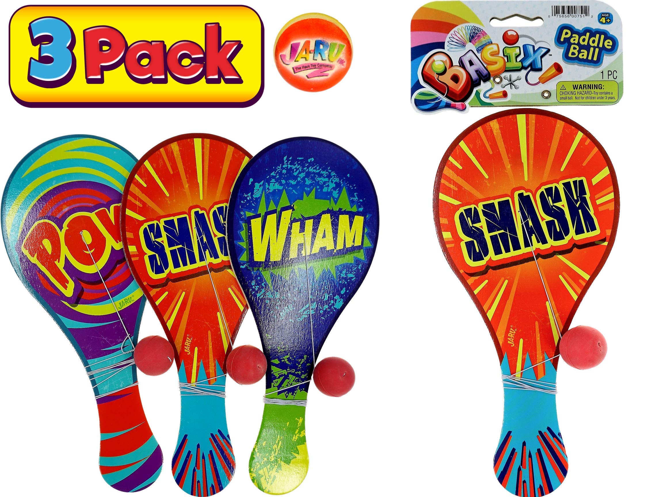 Foto 4 pulgar | Paddle Ball Ja-ru Pelota De Madera Con Cuerda (paquete De 3) - Venta Internacional.