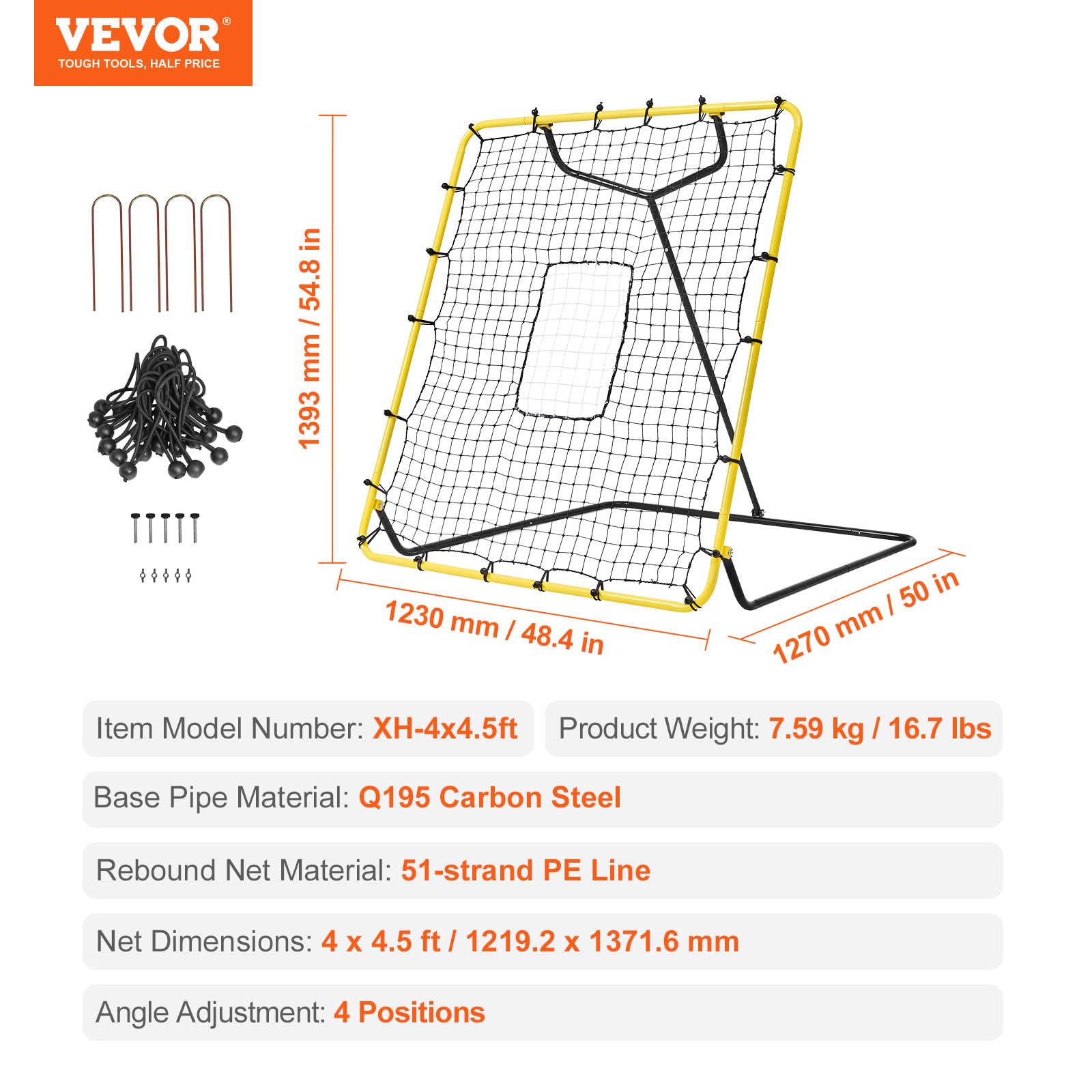 Foto 8 pulgar | Red Rebounder De Béisbol Y Sóftbol Vevor Pitchback 1,2x1,4 M - Venta Internacional.