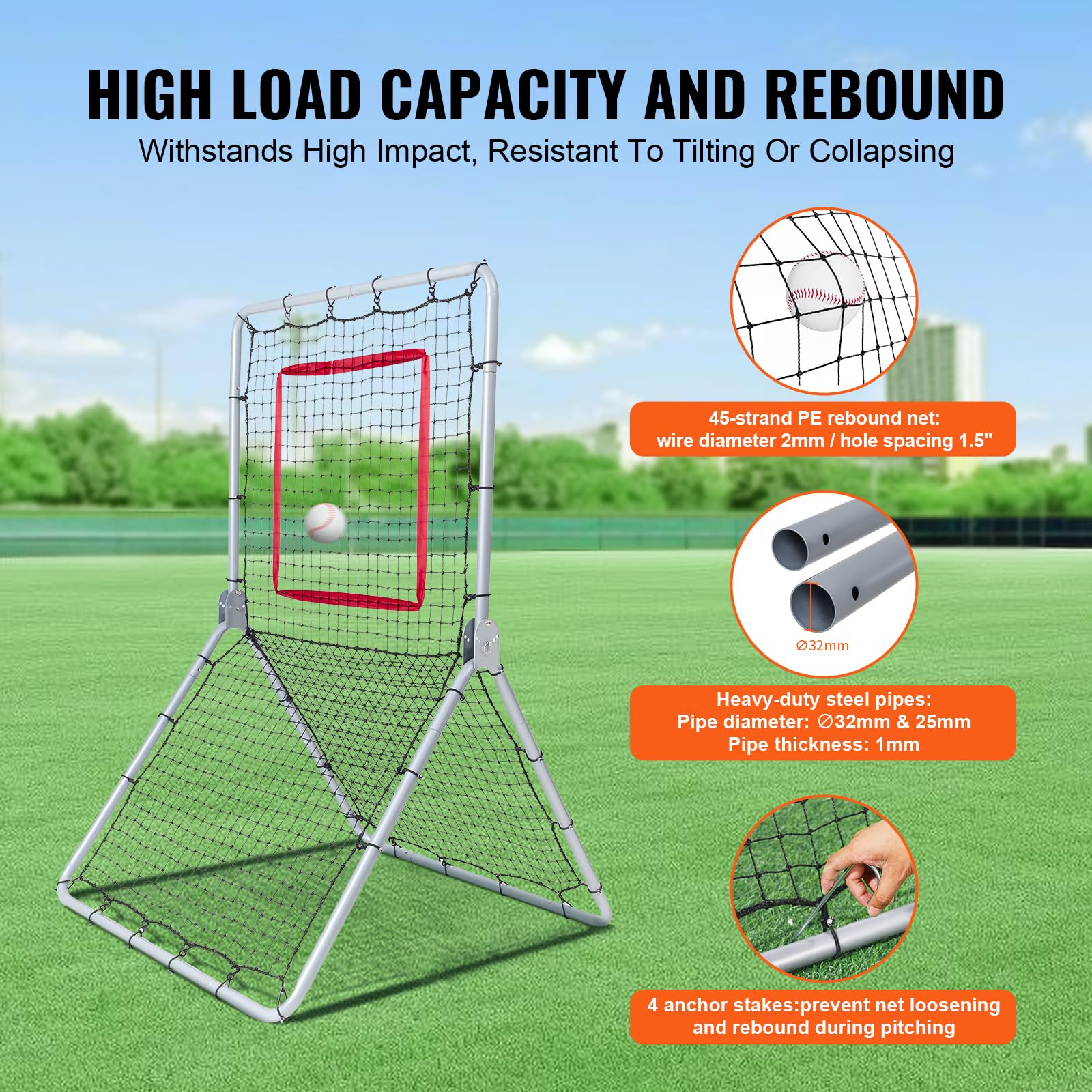 Foto 6 pulgar | Rebounder Net Vevor Béisbol/softbol 1,1 X 1,8 M Con 5 Ángulos - Venta Internacional.