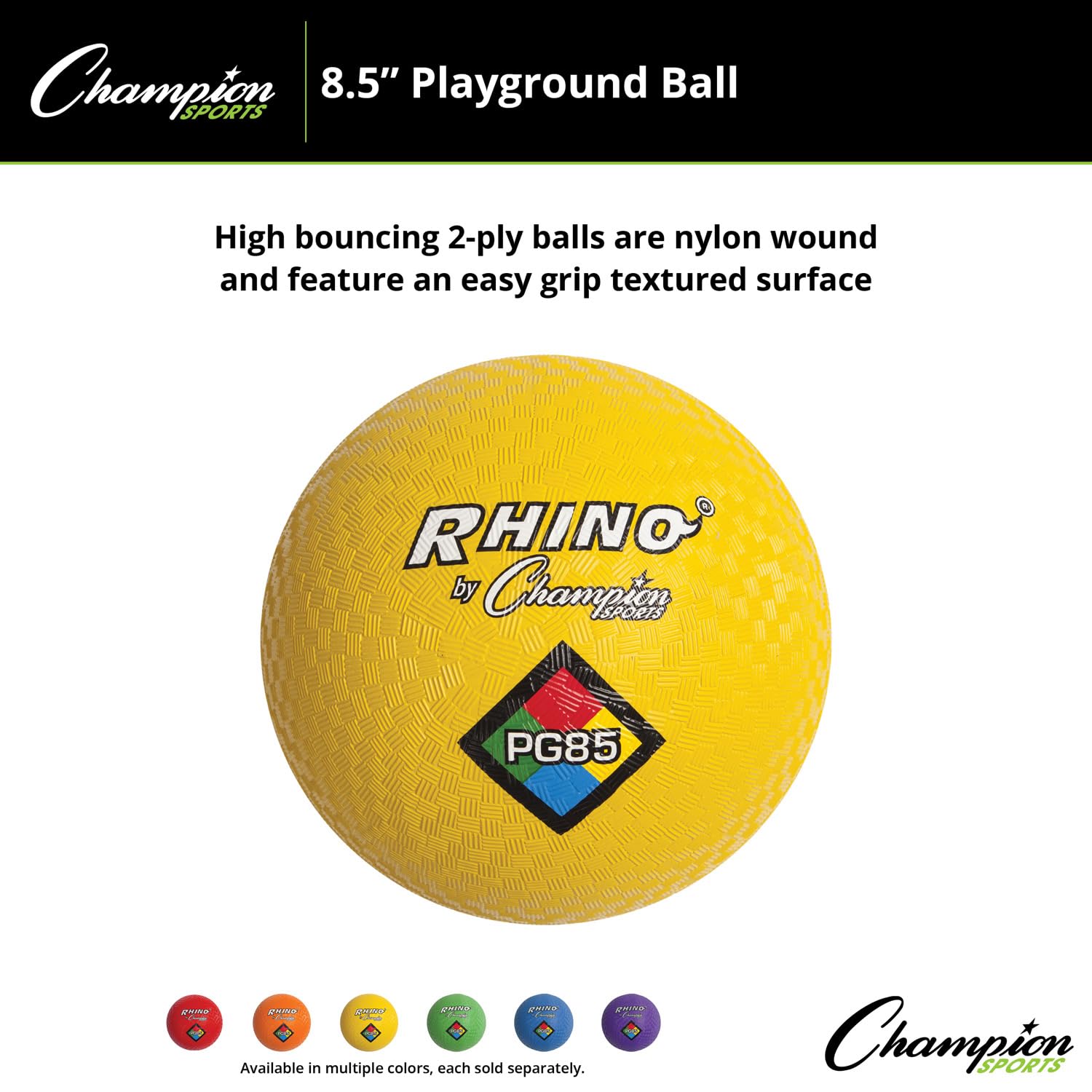 Foto 5 pulgar | Pelota Playground Champion Sports Rhino 8,5 Cm, Color Amarillo - Venta Internacional.