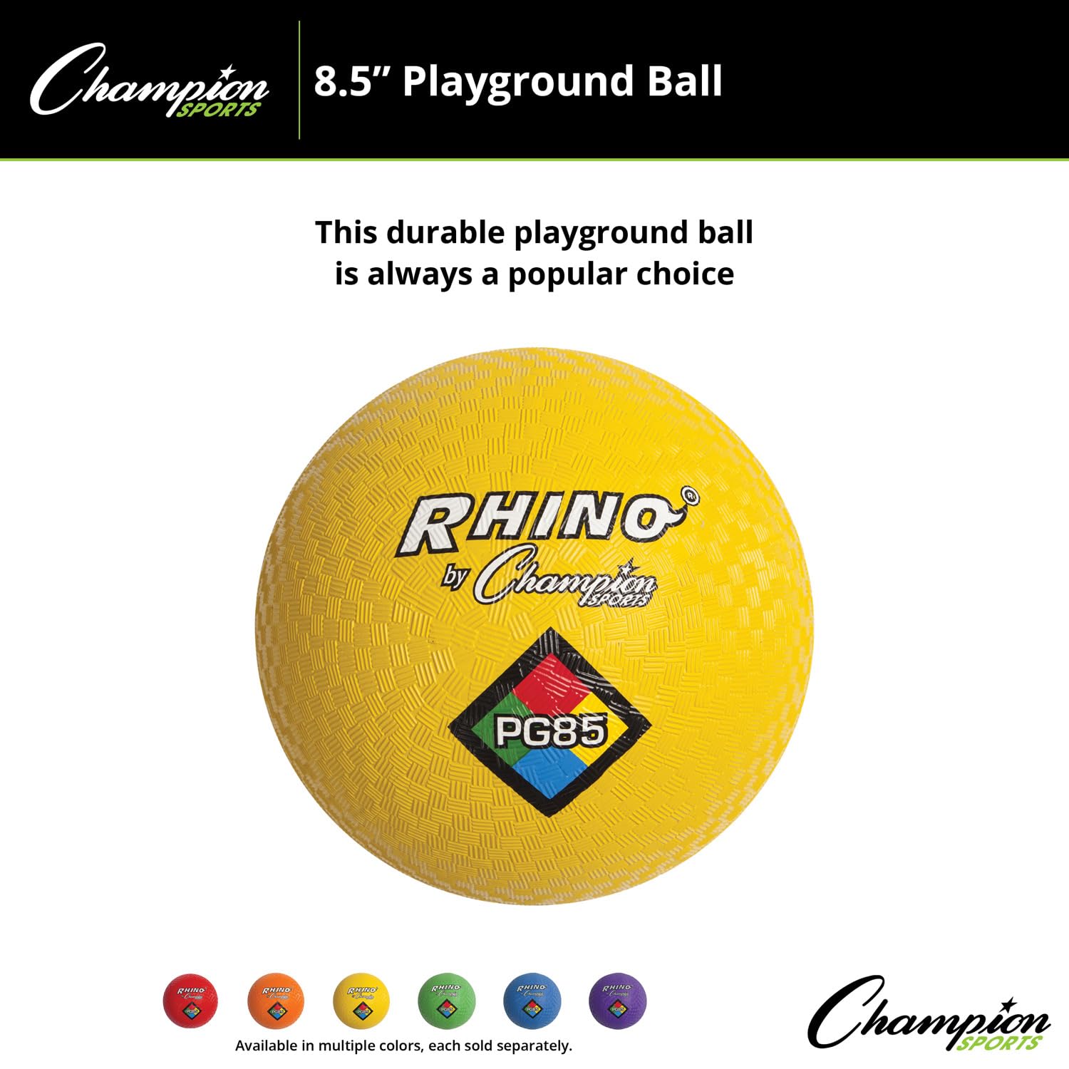 Foto 6 pulgar | Pelota Playground Champion Sports Rhino 8,5 Cm, Color Amarillo - Venta Internacional.