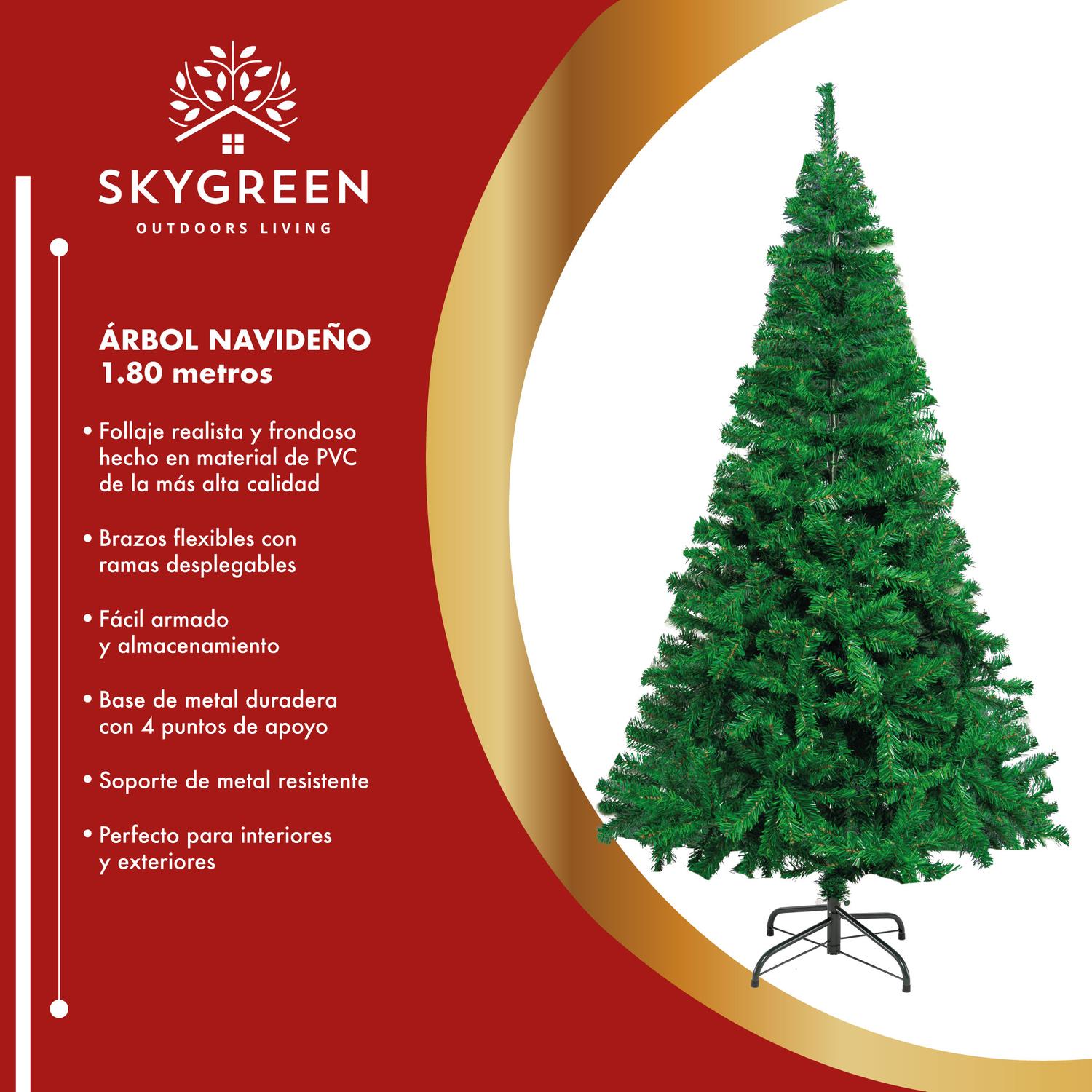 Foto 3 pulgar | Árbol de Navidad Pino Artificial 1.80m Frondoso Follaje Verde