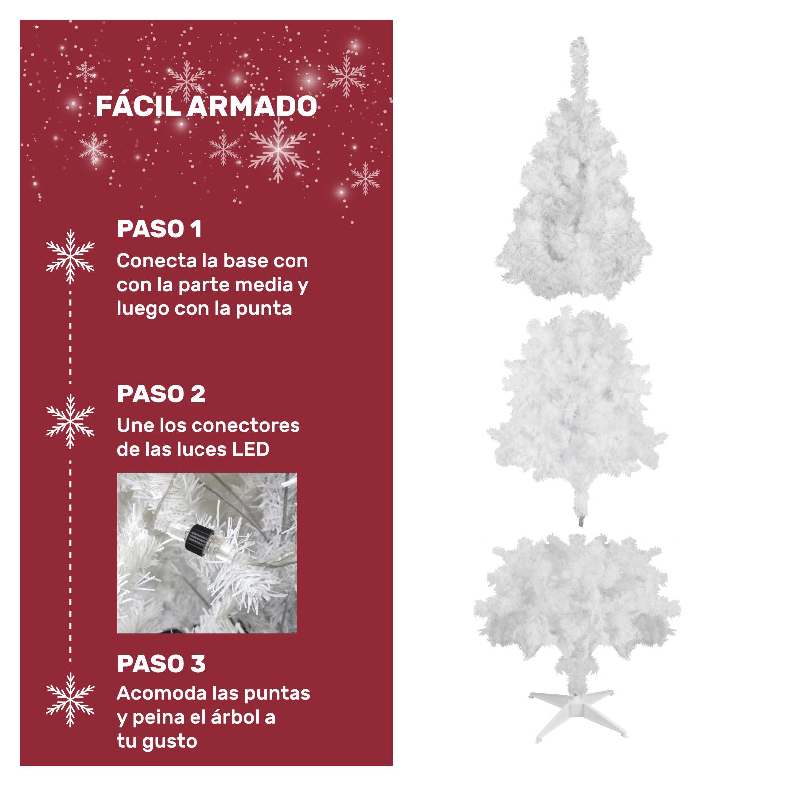 Foto 2 | Árbol de Navidad Jardimex color Blanco Incluye Luces Led