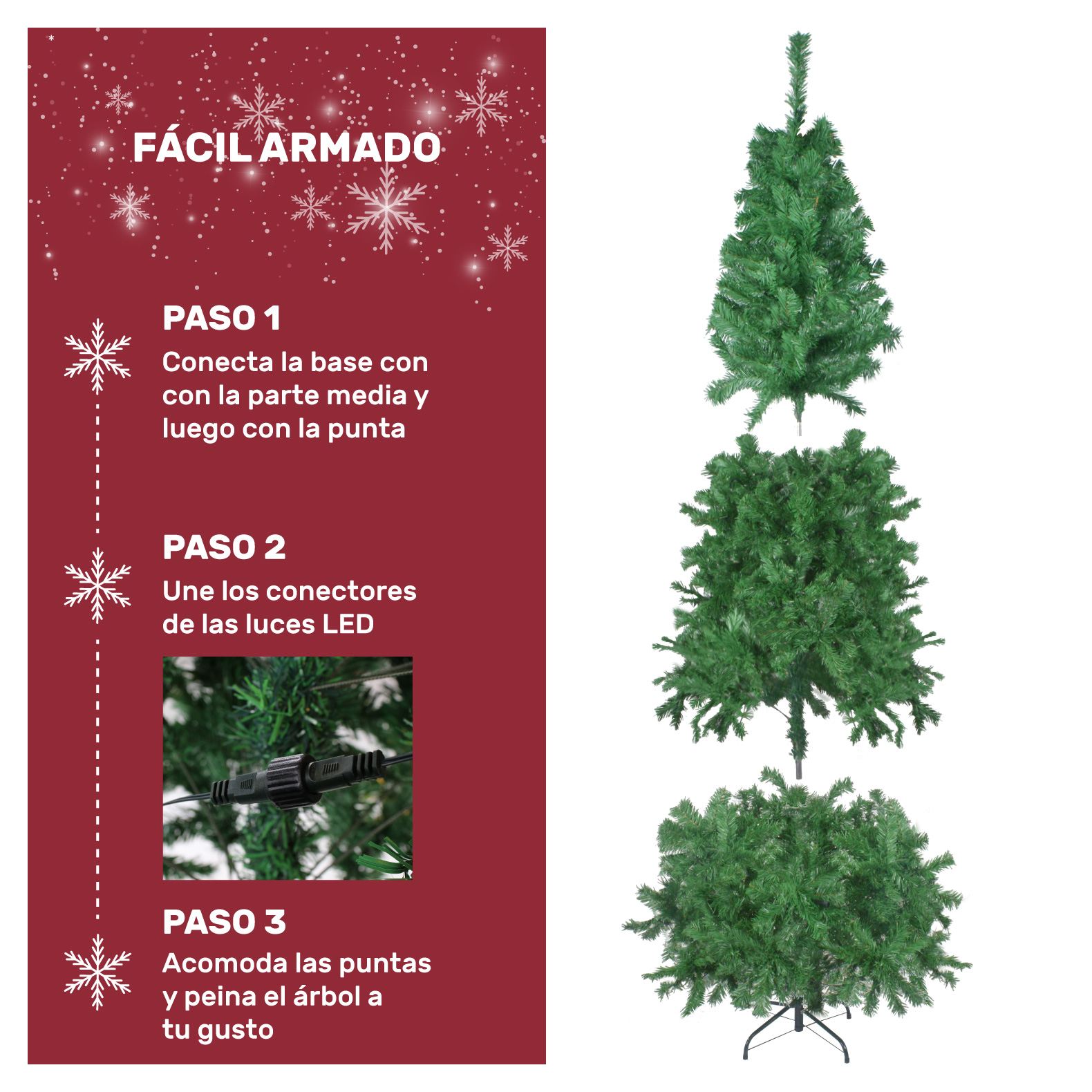 Foto 2 | Árbol Navidad Jardimex Verde 190 Cm Frondoso 736 Ramas Luces Led