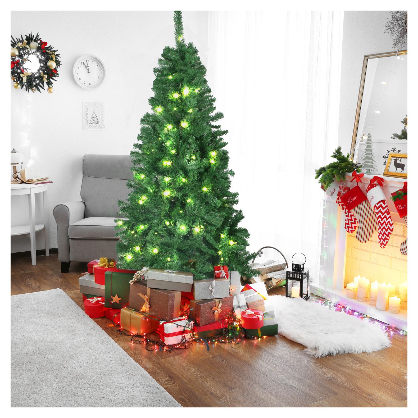 Foto 3 | Árbol Navidad Jardimex Verde 190 Cm Frondoso 736 Ramas Luces Led