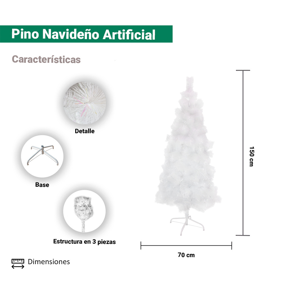 Foto 3 pulgar | Árbol Navideño Importadora La Merced Altura 1.50 m Blanco