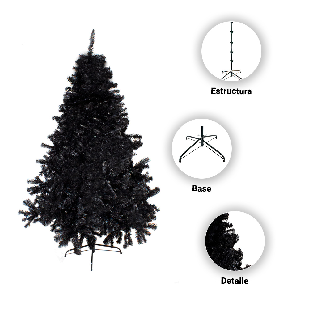 Foto 3 pulgar | Árbol de Navidad Pino Ramas Montables color Negro Altura 2.40 M Importadora La Merced Artificial Plástico Resistente