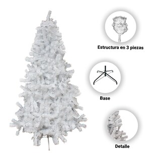 Foto 2 | Árbol Navideño Pino Ramas Montables color Blanco Brillantes Importadora La Merced Altura 1.80 M Artificial Plás