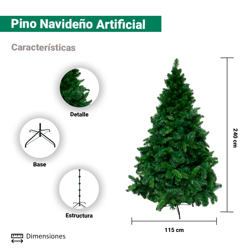 Foto 2 | Árbol Pino de Navidad Importadora La Merced color Verde Hoja Punta de 2.40 Metros