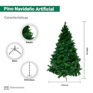 Foto 2 | Árbol Pino de Navidad Importadora La Merced color Verde Hoja Punta de 2.40 Metros