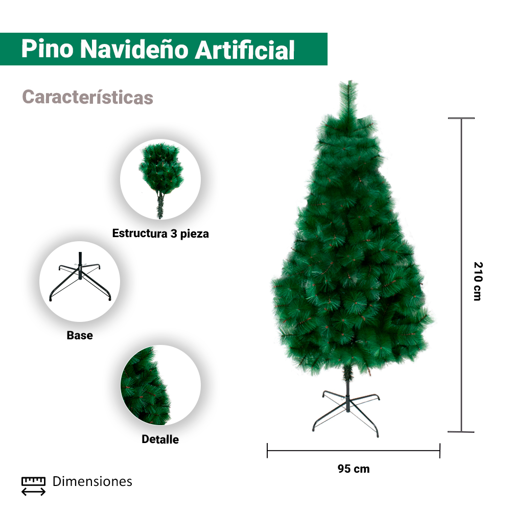 Foto 2 | Árbol de Navidad Color Verde Rama Gruesa 2.10 M