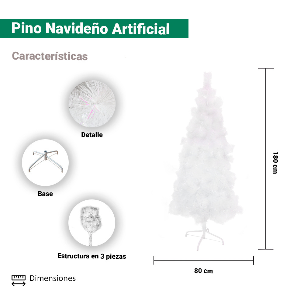 Foto 2 | Árbol Artificial de Navidad Importadora La Merced Blanco 1.80 m