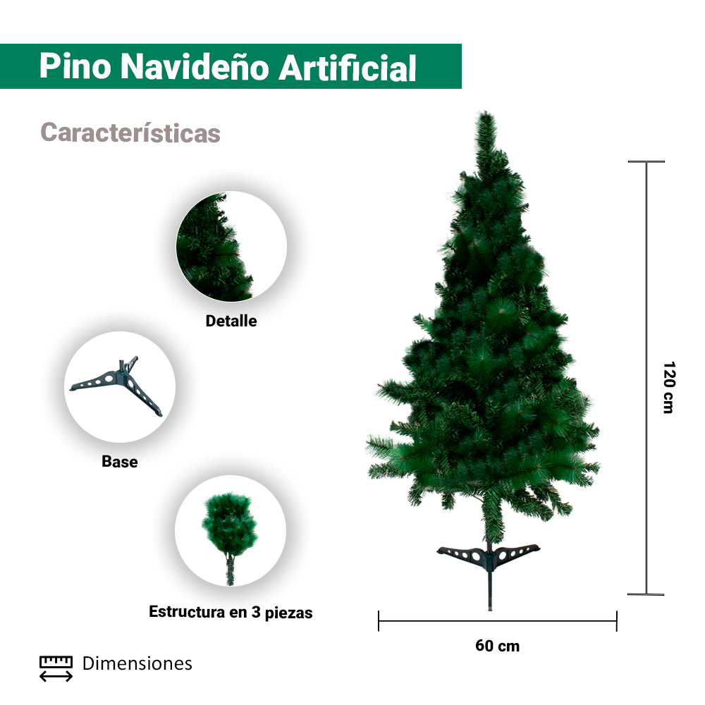 Foto 2 | Árbol de Navidad Artificial Importadora La Merced Verde 1.20 m Jaspeado