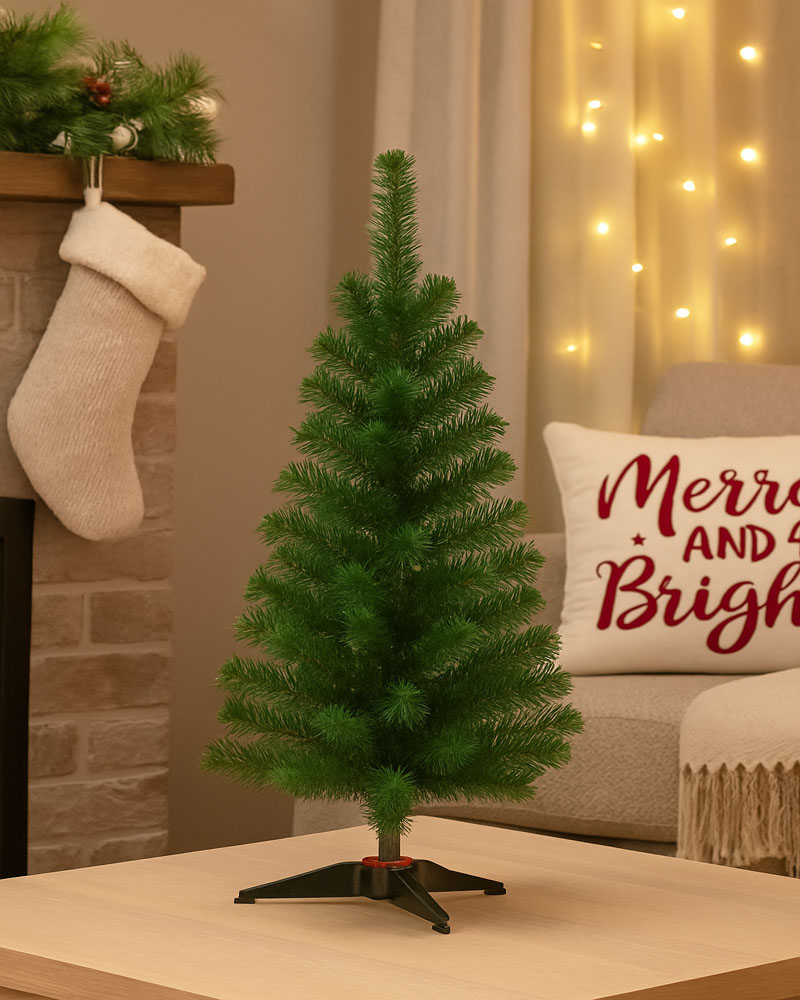 Foto 5 pulgar | Árbol de Navidad Mini Verde 60 cm con Base Plástica Decoración Navideña de Escritorio