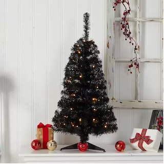 Foto 4 | Árbol de Navidad Mini Negro 60 cm con Base Plástica Decoración Navideña de Escritorio