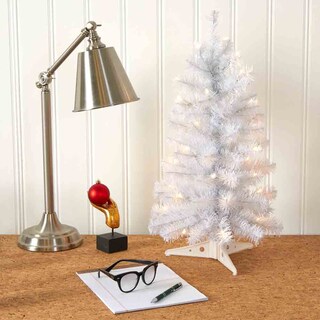 Foto 4 | Árbol de Navidad Mini Blanco 60 cm con Base Plástica Decoración Navideña de Escritorio